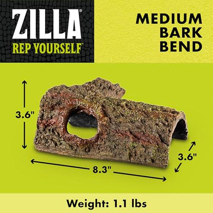 Zilla Pet Reptile Bark Bends Terrarium Decor, Medium,Brown - size: Medium, 4"L x 8"W x 3.5"H
