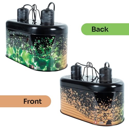 WACOOL Reptile Dome Light Dual Fixture for 2 Light Bulbs, Optical Reflector Lampshade for Tropical Desert Reptile Heat Lamp UVB Light Dual Combo Kit with 2 Independent Switches
