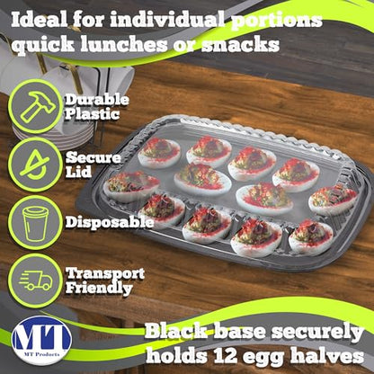 MT Products Clear Deviled Egg Containers Holds 12 Eggs 10.2" x 7.4" x 1" - Durable Egg Platter Tray (Pack of 12) - Made in the USA - size: 10.2 x 7.4 x 1 in