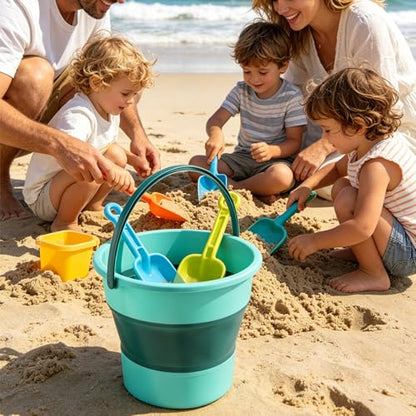 Collapsible Bucket 1.3 Gallon/5L Small Plastic Household Cleaning Mop Buckets Foldable Water Bucket for Car Wash Fishing Camping Beach (Green) - color: Green