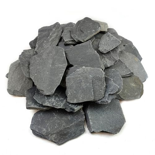 Slate Rock for Aquarium, 3-5 Inch Polished Natural Stone Rocks,20 lbs | Fish Tank Decor, Aquascaping Rocks, Safe for Aquariums, Terrariums - color: 20 lbs, size: 3-5 Inch