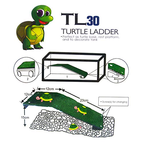 XMHF Artificial Turtle Ladder Basking Platform Aquarium Fish Tank Plastic Grass Animal Reptile Pier Green - size: TL30