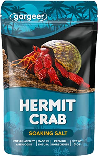 Gargeer 3oz Hermit Crab Soaking Salt, Calcium & Trace Minerals, Made in USA | Natural ocean-like bath! Pure sea salt, calcium & trace minerals for hydration, stress relief & molting - size: 3 Ounce (Pack of 1), style: Soaking Salt