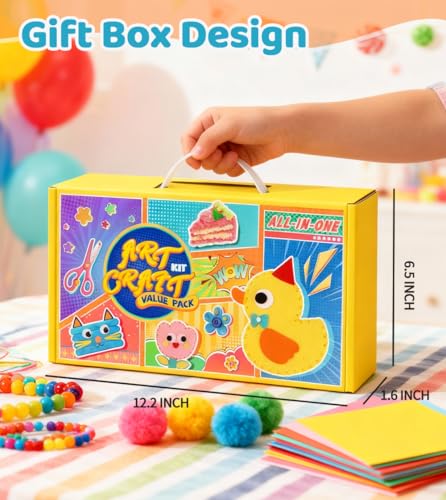 Eppingwin Pipe Cleaners Craft Kits, Craft Kit Includes Pom Poms, Felt Sheets, Pony Beads, Arts and Crafts Supllies for Arts Crafts DIY
