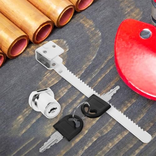 Sliding Glass Door Ratchet Lock with Key for Cabinet Doors, Chrome Finish Security Lock Kit with 2 Keys and Accessories, Suitable for Sliding Glass Display Cabinets and Terrariums