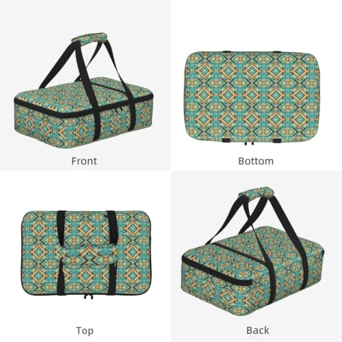 Single Deck Thermal Carrier Ethnic Geometric Print | Ethnic Geometric Pattern Mexican Tribal, Insulated Casserole Carrier with Handles Zipper Fits 9x13 Pan Potluck Party - color: Pattern (769)