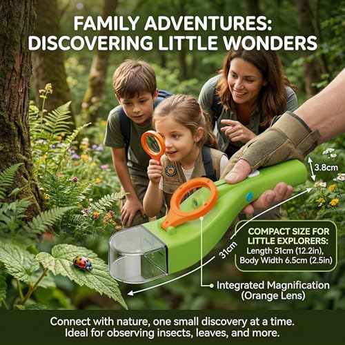 Baideluo Kids Bug Catcher with LED Light & 6X Magnifying Glass - color: Green