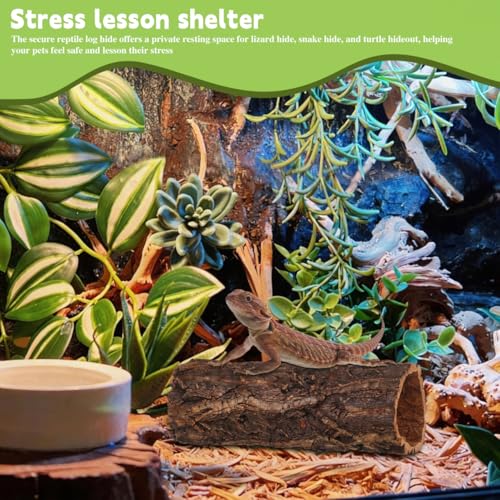 Homoyoyo Natural Wood Reptile Hide Cave Log, Tree Bark Terrarium Hideout for Gecko Snake Lizard Tortoise Spider and Hermit Crab – Rainforest Climbing Pets Habitat Decor Shelter 7. 86x3. 14x3. 14in