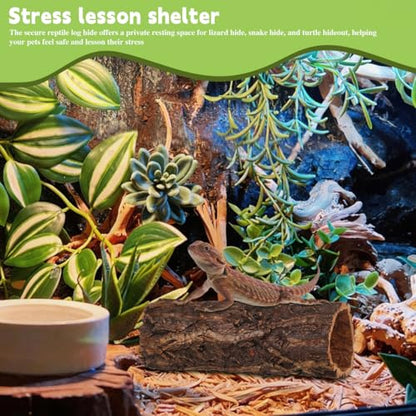 Homoyoyo Natural Wood Reptile Hide Cave Log, Tree Bark Terrarium Hideout for Gecko Snake Lizard Tortoise Spider and Hermit Crab – Rainforest Climbing Pets Habitat Decor Shelter 7. 86x3. 14x3. 14in