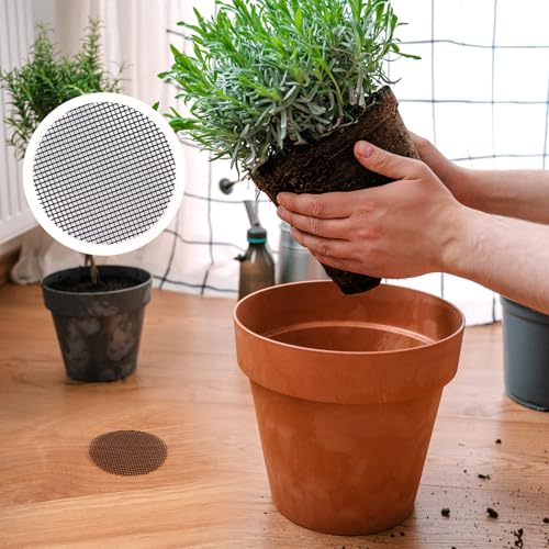 100 Flower Pot Hole Mesh Pads, 2" Rounds Drainage Hole, Plant Drainage Screens Gasket Keep Soil from Flowing Away, Bonsai Bottom Grid Mat