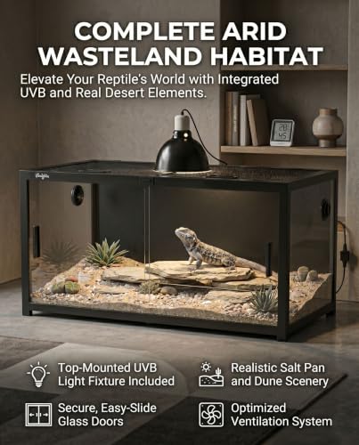 68 Gallon Reptile Tank, Reptile Enclosure Front Sliding Door | Stackable ventilation reptile terrariums Tank anti-escape locks and no-fingerprint handles maximizes UVB transmissionn - color: Black, size: 68 Gallon