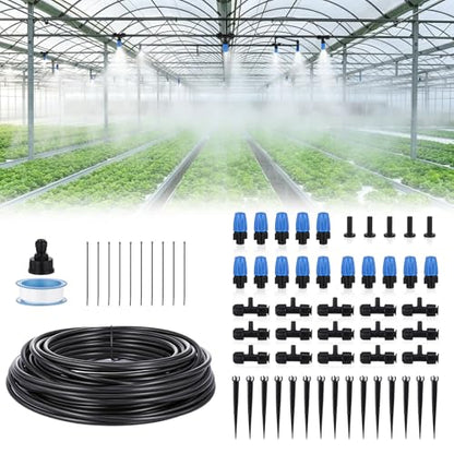 New Quick Connect Drip Irrigation System, Automatic Mist Irrigation Kit with Replaceable Tubing and Misting Nozzles for Garden, Greenhouse and Lawn