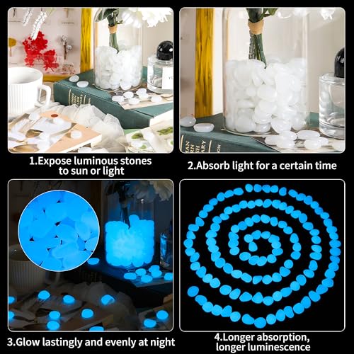 150 PCS White Glow Rocks Luminous Stones DIY Pebbles Fish Tank Garden | OSOPOLA White Luminous Stones Glow Rocks Fish Tank Accessories Turtle DIY Pebbles For Fairy Garden FD05WH150 - color: White/150 pcs, size: 2.5x2x0.5cm