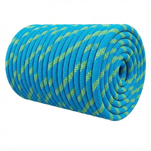 1/2 Inch Arborist Rigging Rope (200 Ft) - ASTM F2116 Certified (9,000 lbs MBS / 900 lbs SWL) - Static Polyester Bull Rope for Tree Climbing, Nautical Rigging & Swings (Blue) - size: 1/2IN x 200 FT, style: Blue Fluorescent Green