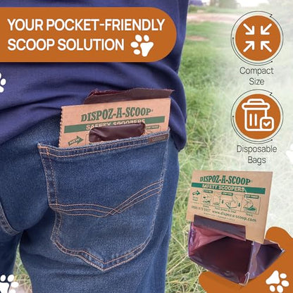Dispoz-A-Scoop® 96 Pack"Scoop-Seal-Dispose” Dog Pooper Scooper with Bag Attachment, No-Touch Pooper Scoopers Solution, Portable Pooper Scooper for Dogs Large and Small, Dog Poop Scooper for Yard Walk - style: 96 Bags