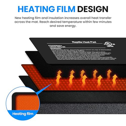 Simple Deluxe 4X7 Inch 4W Reptile Heating Pad with Temperature Adjustable Knob Under Tank Terrarium Heating Mat for Turtles, Lizards, Frogs, and Other Reptiles, 2 Pack