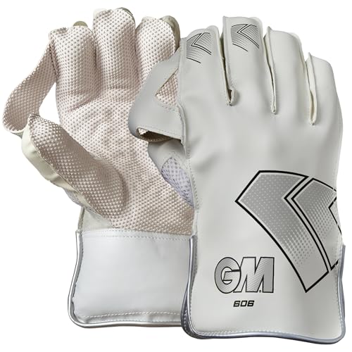 Gunn & Moore GM Cricket 606 Premium Wicket Keeping Gloves - White Color, Adult Size
