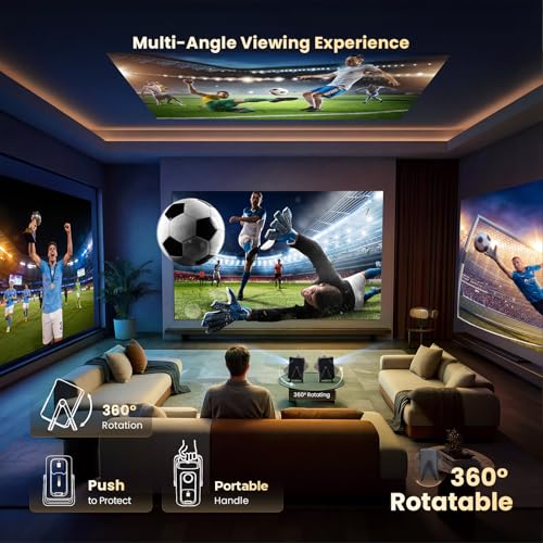 Short Throw Projector 4K Compatible with Netflix Autofocus Portable | 1500ANSI Ceiling Projector for Bedroom/Outdoor Auto focus 6D Keystone Dolby Smart Home Projector with WiFi and Bluetooth