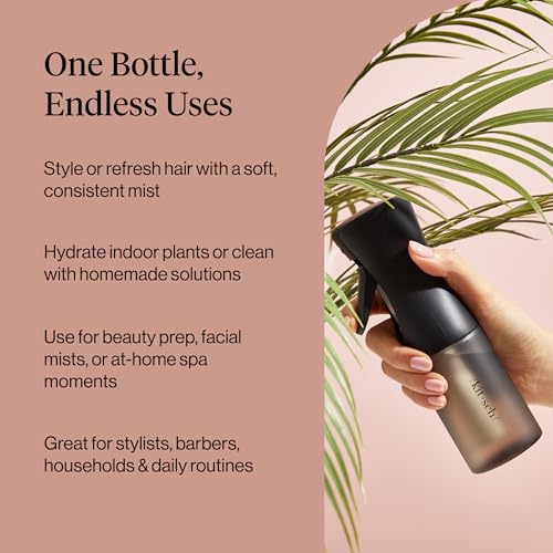 Kitsch Continuous Spray Bottle for Hair – Black, 150ml | Fine Mister Spray Bottle & Water Spray Bottle – Recycled Hair Spray Bottle – Spray Bottles for Cleaning, Styling, & More - color: Black