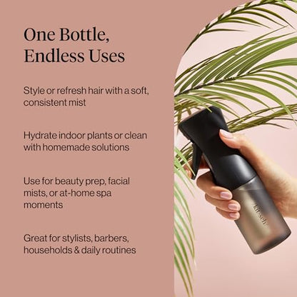 Kitsch Continuous Spray Bottle for Hair – Black, 150ml | Fine Mister Spray Bottle & Water Spray Bottle – Recycled Hair Spray Bottle – Spray Bottles for Cleaning, Styling, & More - color: Black