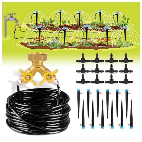 HIRALIY 50ft Drip Irrigation Kit Plant Watering System 8x5mm Blank Distribution Tubing DIY Automatic Irrigation Equipment Set for Garden Greenhouse Flower Bed Patio Lawn - size: 49.2 ft