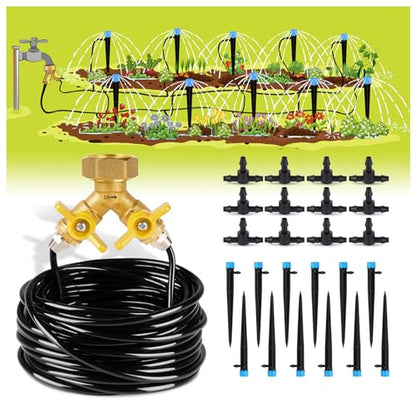 HIRALIY 50ft Drip Irrigation Kit Plant Watering System 8x5mm Blank Distribution Tubing DIY Automatic Irrigation Equipment Set for Garden Greenhouse Flower Bed Patio Lawn - size: 49.2 ft
