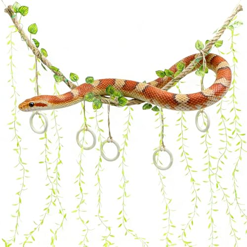 39 Inch Snake Climbing Vine, Natural Jute Rope Accessory for Ball Pythons and Corn Snakes, Flexible Reptile Climbing Branch for Terrarium Enrichment and Habitat Decor