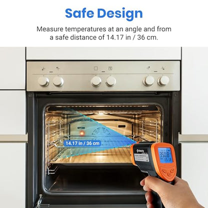 Etekcity Infrared Thermometer Laser Temperature Gun, -58°F~1130°F, Orange | Cooking, Pizza Oven, BBQ, Meat, Kitchen, Reptile, HVAC, Adjustable Emissivity, MAX Display, High Temperature - color: Blaze Orange, style: Advanced