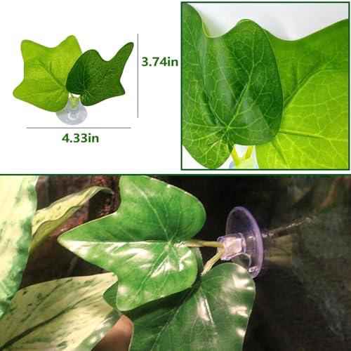 BNOSDM Fake Terrarium Plants for Reptiles, 3-5in, Green, 5PCS | Fake Terrarium Plant with Suction Cup, Jumping Spider Habitat Enclosure Bearded Dragon,Snake, Lizard Accessories - color: Green