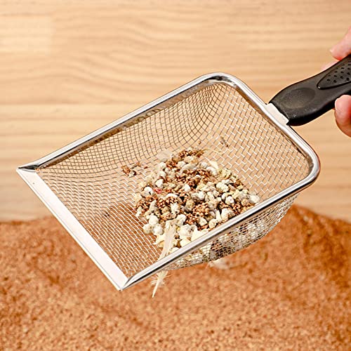 Scoops Terrarium Bedding Sand Sifter Stainless Steel Fine Small Pet Cage Cleaner Shovel - size: 2.8mm hole