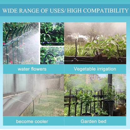 98Ft Greenhouse Drip Irrigation Kit Automatic Irrigation System 360°Adjustable 30 Brass Spray Nozzles 1/2'' Irrigation Tubing Hose Patio Misting Plant Watering with Blank Distribution Tubing Hose - size: 98FT