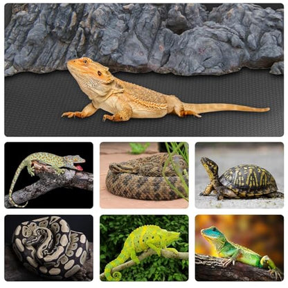 120 Gallon Reptile Terrarium Liner, Bearded Dragon Mat for 4x2x2 Enclosure | Bearded Dragon Tank Accessories 24 inch Wide, Reptile Flooring Carpet Substrate for Leopard Gecko,Lizard, 24" X 96", Black - size: 24 X 96-inches