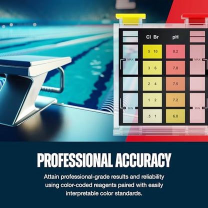 East Bay 3-in-1 Pool Test Kit | At-Home Pool & Spa Water Testing for Total Chlorine, Total Bromine & pH | Fast & Accurate Chemical Test for Swimming Pools