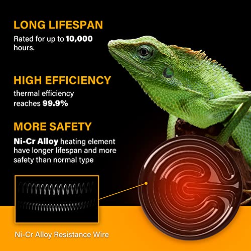 HealSmart Reptile Heat Lamp Bulb Ceramic Heat Emitter 150W No Light Emitting Brooder Coop Heater for Amphibian Pet & Incubating Chicken, Black (Pack of 4) - style: 4 Pack New