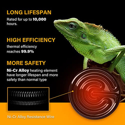 HealSmart Reptile Heat Lamp Bulb Ceramic Heat Emitter 150W No Light Emitting Brooder Coop Heater for Amphibian Pet & Incubating Chicken, Black (Pack of 4) - style: 4 Pack New