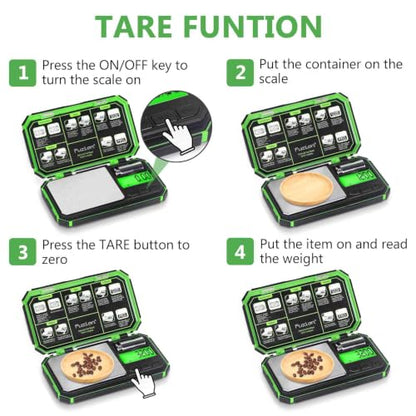 Fuzion Digital Gram Scale, TU-X 200g/0.01g Pocket Herb Scale with 6 Units for Personal Hobbies, Small Scale .01 Gram Accuracy Measuring Jewelry, Food, Powder - color: Green