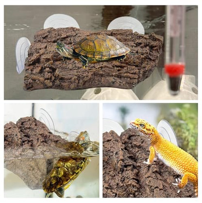 kathson Turtle Basking Platform with Strong Suction Cups,Resin Reptile Climbing Rock Turtle Floating Dock Resting Basking Terrace for Frogs,Terrapins,Juvenile,Crabs - style: Platform