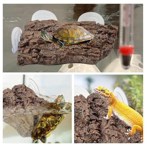 kathson Turtle Basking Platform with Strong Suction Cups,Resin Reptile Climbing Rock Turtle Floating Dock Resting Basking Terrace for Frogs,Terrapins,Juvenile,Crabs - style: Platform