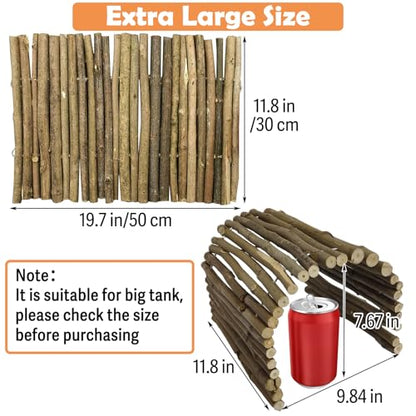 Hamiledyi Extra Large Tortoise Hide 20"x 11.8" Wooden Reptile Hides Large Snake Hide Turtle Hut Bendable Climbing Bridge Wood Tunnel Turtle Hideout for Ball Python Bearded Dragon Chameleon Lizard - size: XL-19.7 x 11.8 -3 PACK