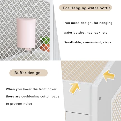 PAKASEPT Hamster Cage, Small Animal Cages with Storage Cabinet, Visual and Ventilated Large Habitats Hamster House for Rat, Guinea Pig, Hedgehog, Gerbil, White