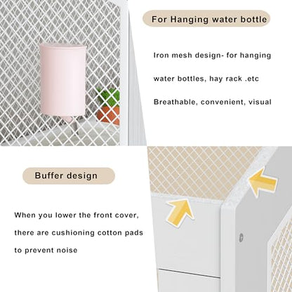 PAKASEPT Hamster Cage, Small Animal Cages with Storage Cabinet, Visual and Ventilated Large Habitats Hamster House for Rat, Guinea Pig, Hedgehog, Gerbil, White