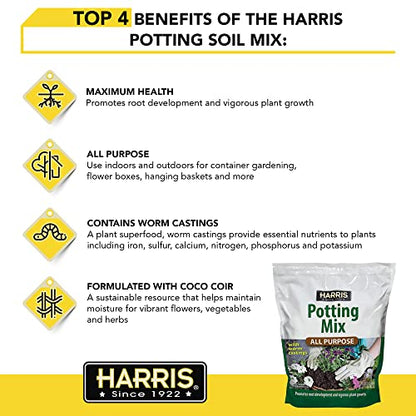 Harris All Purpose Premium Potting Soil Mix with Worm Castings and Other Nutrients, 4 Quarts - size: 4 Quart
