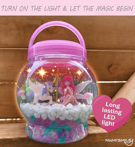 Make Your Own Light-Up Fairy & Unicorn Terrarium Arts and Crafts for Kids, Fairy Gifts for Girls Ages 4 5 6 7 8 9 10 Years, Best DIY Art Set, Unicorns Gifts & Little Girls Fairy Toys Birthday Present - style: Fairy & Unicorn