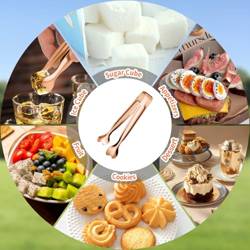 Mini Serving Tongs, Anytrp 18-Packs Stainless Steel Sugar Tongs, 4.3inch Ice Tongs Kitchen Tong Appetizers Tong for Coffee Bar, Tea Party, Desserts Party, Sugar and Ice Bucket - color: Rose Gold, size: 4.3inch