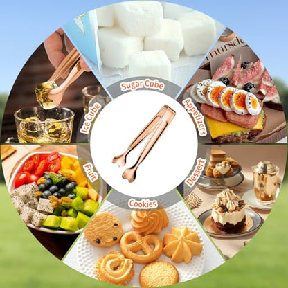Mini Serving Tongs, Anytrp 18-Packs Stainless Steel Sugar Tongs, 4.3inch Ice Tongs Kitchen Tong Appetizers Tong for Coffee Bar, Tea Party, Desserts Party, Sugar and Ice Bucket - color: Rose Gold, size: 4.3inch