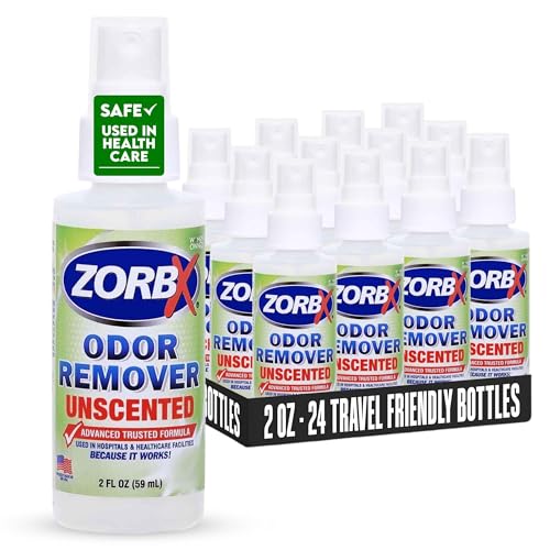 ZORBX Unscented Odor Eliminator Spray 2 Oz 24-Pack, Bulk, Hospital-Grade | Permanent Odor Remover for Incontinence, Pet & Human Urine, Strong Odors, Carpet, Fabric, Upholstery, Home & Commercial Use - size: 2 Fl Oz (Pack of 24)