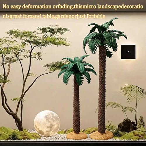 3Pcs Mini Palm Tree Decor, Artificial Miniature Coconut Trees for DIY Crafts, Bonsai, Micro Landscape, Fairy Garden, Model Train, Sandbox, Tropical Party Decoration - size: Palm Tree Decor