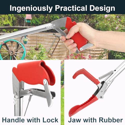 50in Multi-Functional Snake Grabber Tool Set，Collapsible Snake Catcher with Wide Jaw, Stainless Steel Snake Tongs with Non-Slip Grip Handle