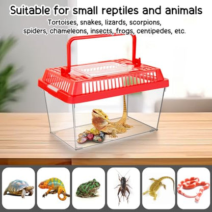 12Pcs Plastic Reptile Terrariums Carrier Cage Tarantula Enclosure Snake Breeding Box Hatching Container Transparent Fish Tank Turtle Aquarium with Random Color Lid for Spider, XS(5.1” x 3.5” x 3.5” - size: XS