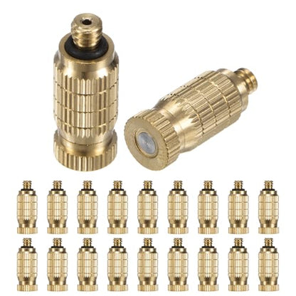 M METERXITY 20-Pack Brass Misting Nozzles, 0.004"/0.1mm Orifice, High Pressure Spray, UNC10/24 Thread, Dust Removal, Cooling, Humidification & Disinfection - size: 0.1mm